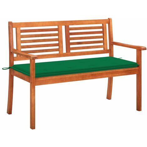 Banc de jardin 2 places avec coussin 120cm Bois d'eucalyptus 26