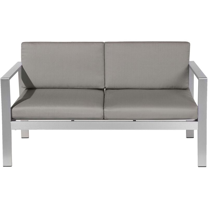 Banc de Terrasse ou Jardin 2 Places en Aluminium avec Coussins Gris Foncés Matières Durables et Design Ultra Moderne Tendance Beliani