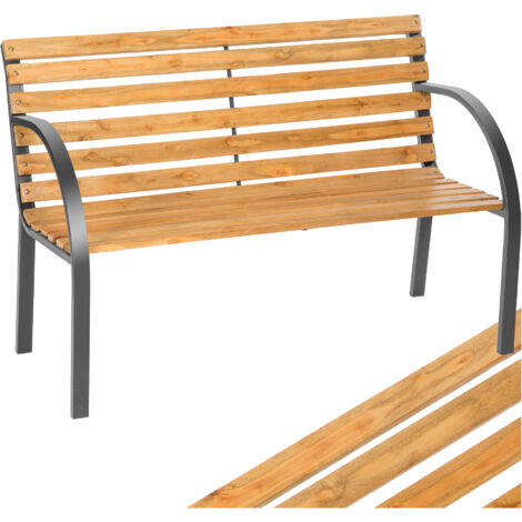 Tectake – Banc de jardin 2 places en bois de sapin laqué et acier – Dimensions 119,5x62x83cm – Montage simple pour intérieur et extérieur