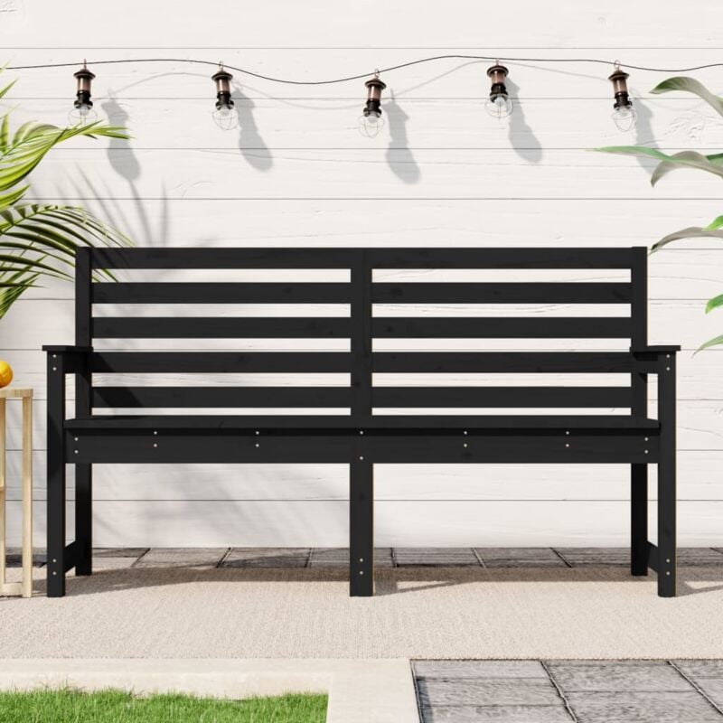 Vidaxl - Banc de jardin noir 159,5x48x91,5 cm bois massif de pin