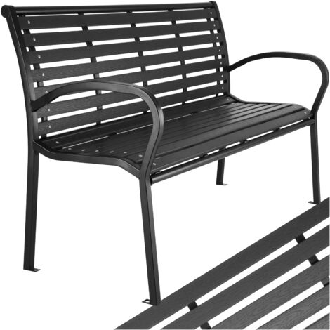 Tectake – Banc de jardin 3 places en acier laqué et HIPS – Dimensions 126x62x81,5cm – Montage rapide – Pour terrasses et balcons