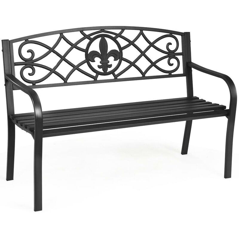 Banc de jardin 3 places 128 x 60 x 89 cm acier pour parc véranda terrasse balcon charge max : 225 kg
