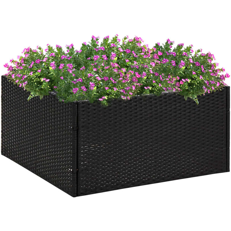 Jardinière Bac à fleurs Pot de fleurs Noir 80x80x40 cm Résine tressée BVDXN930387 MaisonChic