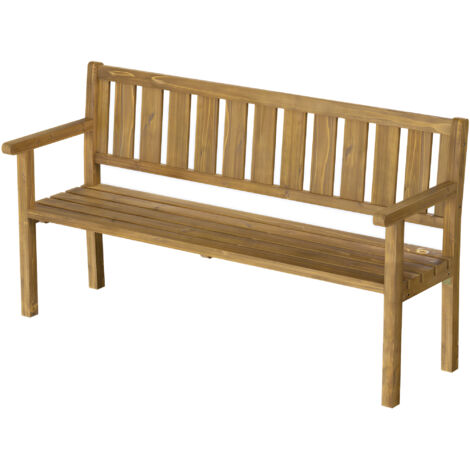 Banc de Jardin 3 Places en Bois Banquette Terrasse 360kg Robuste Siège FSC Balcon Parc Porche Teck