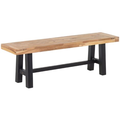 Banc de Jardin 3 Places en Bois d'Acacia Bois Clair et Noir Traditionnel Scania - Bois clair