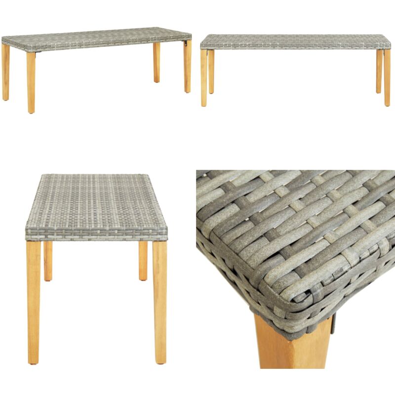 Banc de jardin 80 cm Résine tressée Gris - Banc De Jardin - Mobilier De Jardin - Banc En Résine Tressée - Banc Moderne - Banc Élégent - Home & Living