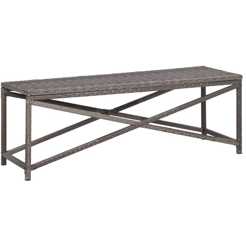 Banc de jardin 120 cm Résine tressée Gris Vidaxl