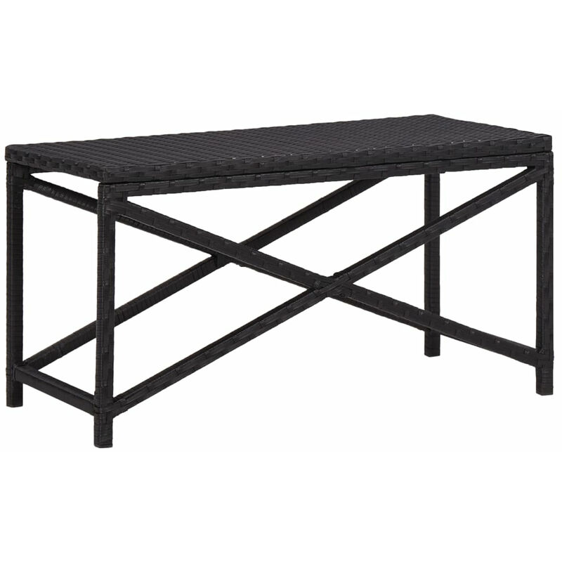 Banc de jardin 80 cm Resine tressee Noir