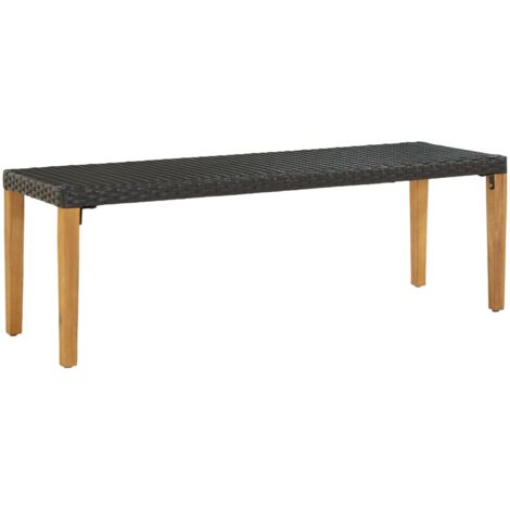 Banc de Jardin 80 cm Résine Tressée Meuble de Terrasse Patio Noir/Gris vidaXL