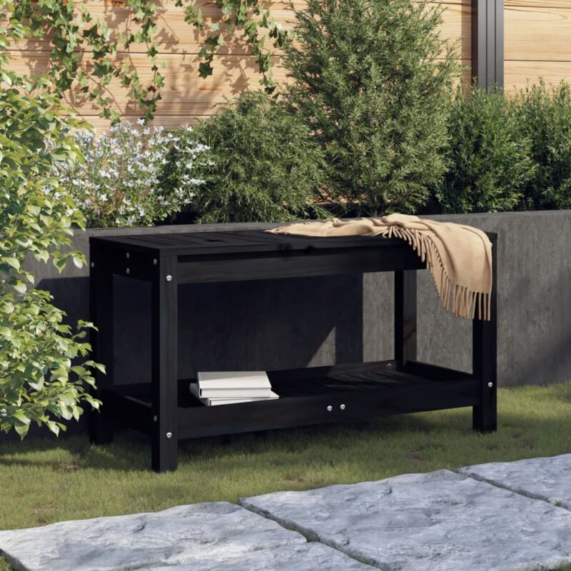 Vidaxl - Banc de jardin noir 82,5x35x45 cm bois massif de pin