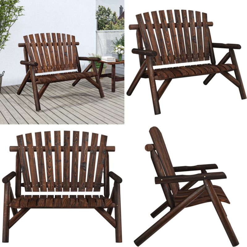 Banc de jardin à 2 places 119x85x98 cm bois massif d'épicéa - Banc De Jardin - Mobilier De Jardin - Chaise Extérieure - Siège De Jardin - Bois Massif