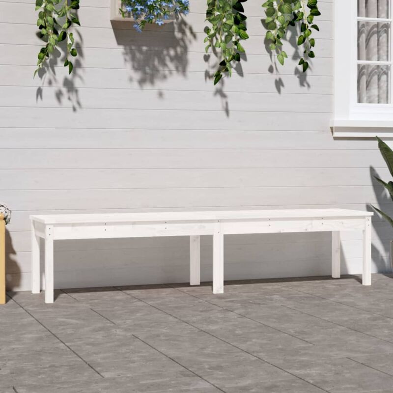 Banc de jardin à 2 places Banc d'extérieur Banquette blanc 203,5x44x45 cm bois massif pin 51518