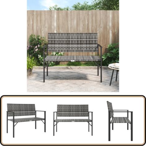 Banc de jardin à 2 places gris résine tressée - Banc De Jardin - Mobilier De Jardin - Chaise Extérieure - Résine Tressée - Banc Deux Places