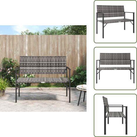 Banc de jardin à 2 places gris résine tressée - Banc De Jardin - Mobilier De Jardin - Chaise Extérieure - Résine Tressée - Banc Deux Places