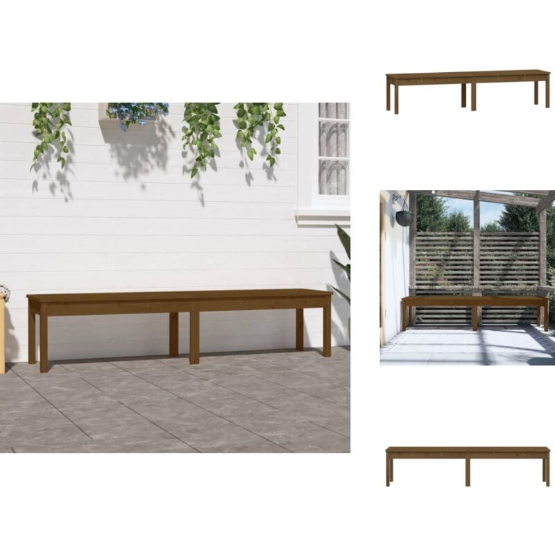 Banc de jardin à 2 places marron miel 203,5x44x45cm bois de pin - Banc De Jardin - Mobilier De Jardin - Banc Extérieur - Meubles De Jardin - Bois De