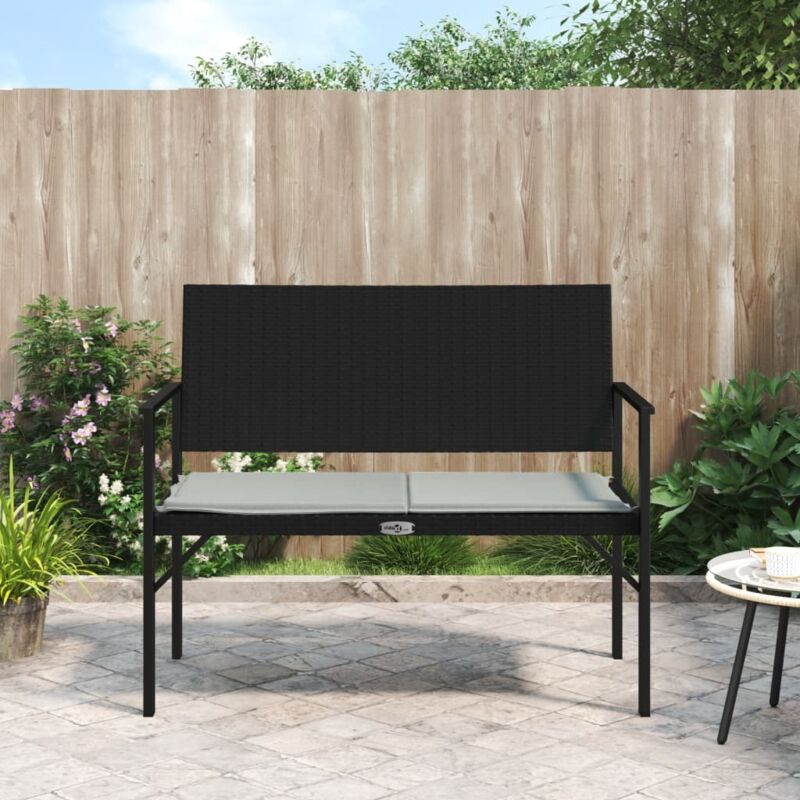 Vidaxl - Banc de jardin à 2 places avec coussin noir résine tressée