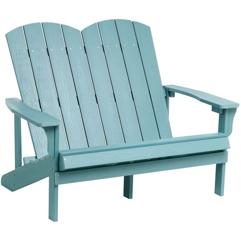 Banc de Jardin Traditionnel en Plastique et Bois 2 Places Meuble de Jardin Bleu Clair Adirondack Banc de Jardin Traditionnel en Plastique et Bois 2 Places Meuble de Jardin Bleu Clair Adirondack