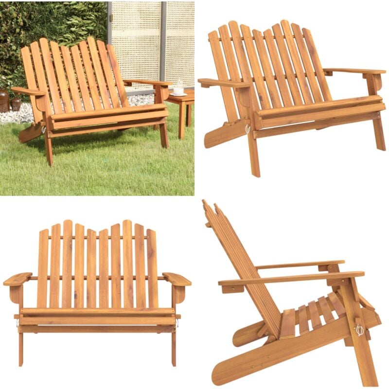 Banc de jardin Adirondack 126 cm bois massif d'acacia - Banc De Jardin - Mobilier De Jardin - Chaise Longue - Meubles Extérieur - Bois D'acacia