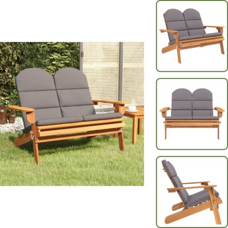 Banc de jardin Adirondack et coussins 126 cm bois massif acacia - Banc De Jardin - Mobilier De Jardin - Chaise Longue - Meubles De Jardin - Design Adirondack
