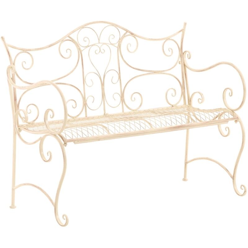 Banc de jardin au style antique Tara en fer forgé Crème antique