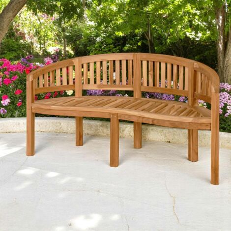 Banc de jardin arrondi en bois de teck 150 cm MENDOZA