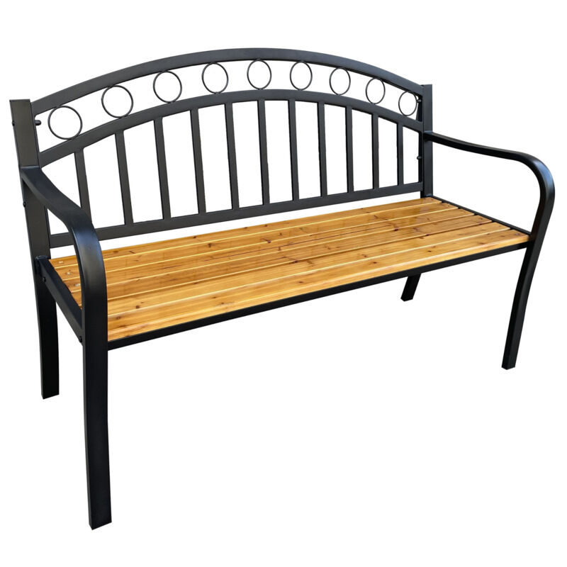 Banc de Jardin arum en Bois laqué, Pieds en Acier, Largeur 127 cm