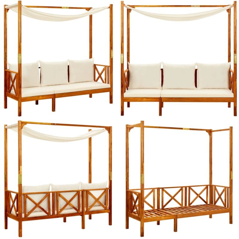 Banc de jardin avec auvent Bois d'acacia solide - Banc De Jardin - Mobilier De Jardin - Banc En Bois - Chaise Longue - Abri Solaire - Home & Living