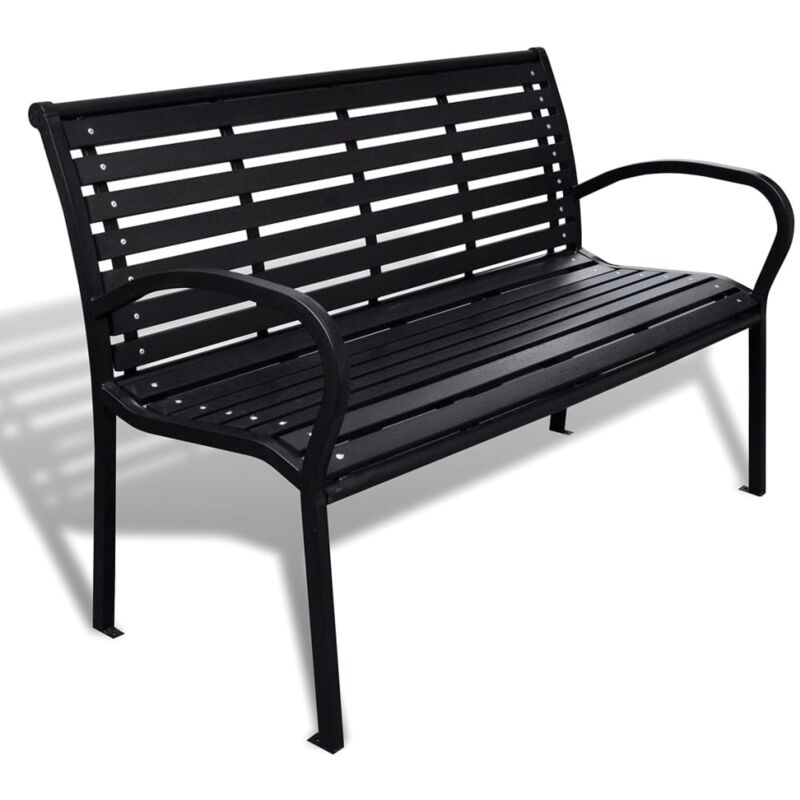 Banc de jardin 125 cm acier et wpc noir Vidaxl