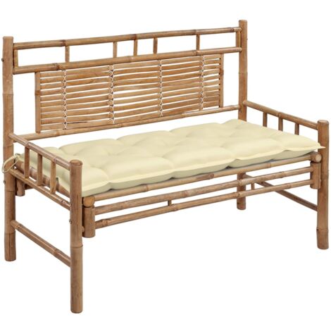 Banc de jardin avec coussin 120 cm Bambou vidaXL