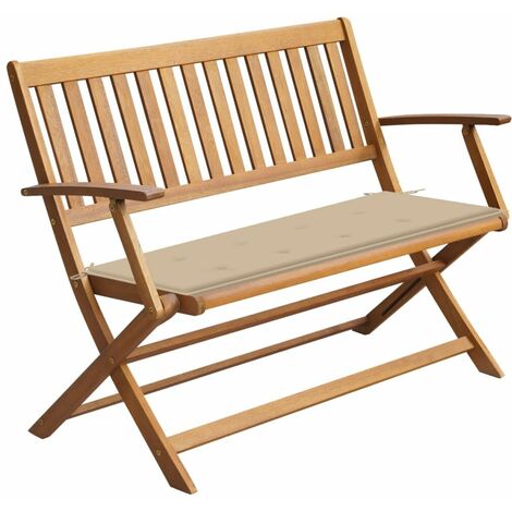Banc de jardin avec coussin 120 cm Bois d'acacia massif