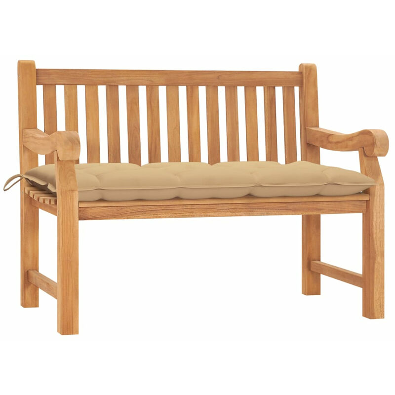 Banc de jardin avec coussin 120 cm Bois de teck massif