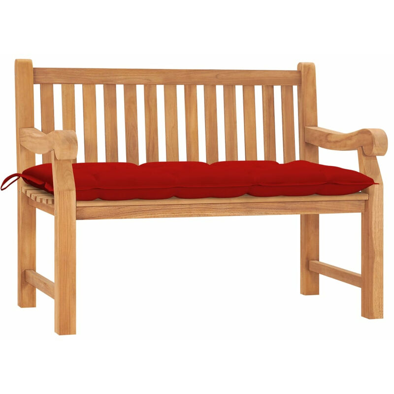 Banc de jardin avec coussin 120 cm Bois de teck massif