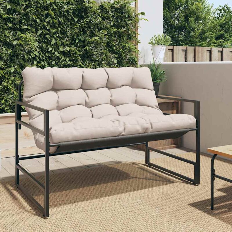 Vidaxl - Banc de jardin avec coussin taupe 113 cm acier
