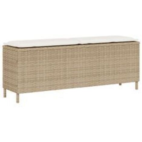 Banc de jardin avec coussin beige 110x30x40,5 résine tressée