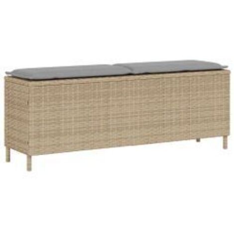 Banc de jardin avec coussin beige 110x30x40,5 résine tressée