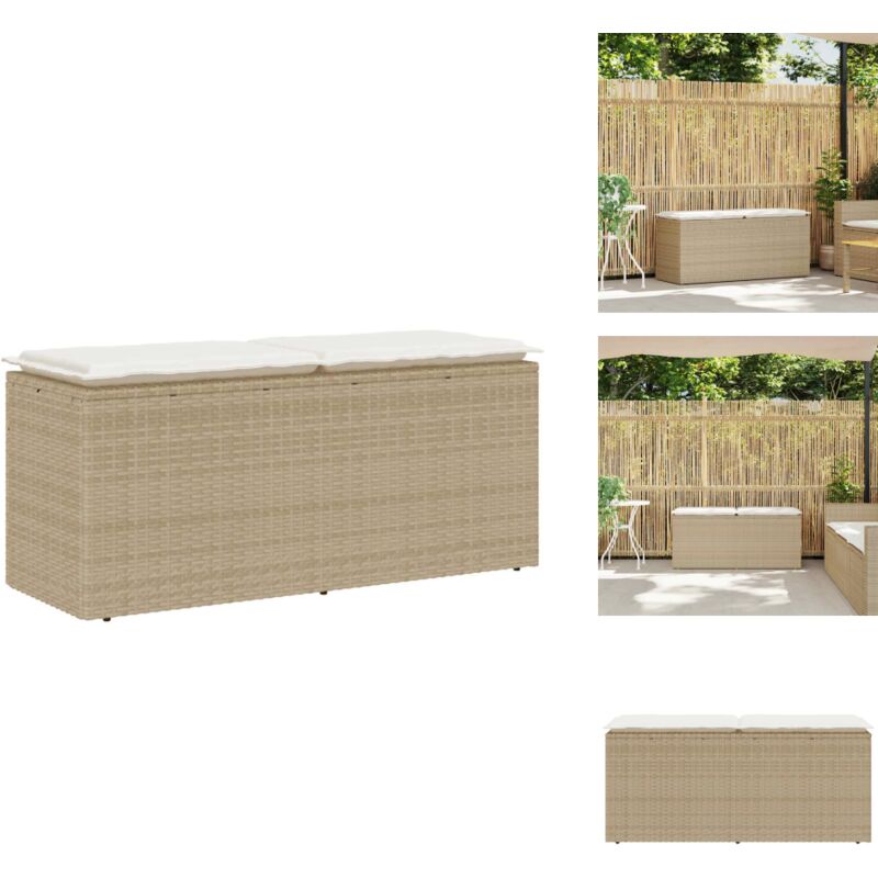 Banc de jardin avec coussin beige 110x40x44 cm résine tressée - Banc De Jardin - Bancs De Jardin - Banc D'extérieur - Banc De Parc
