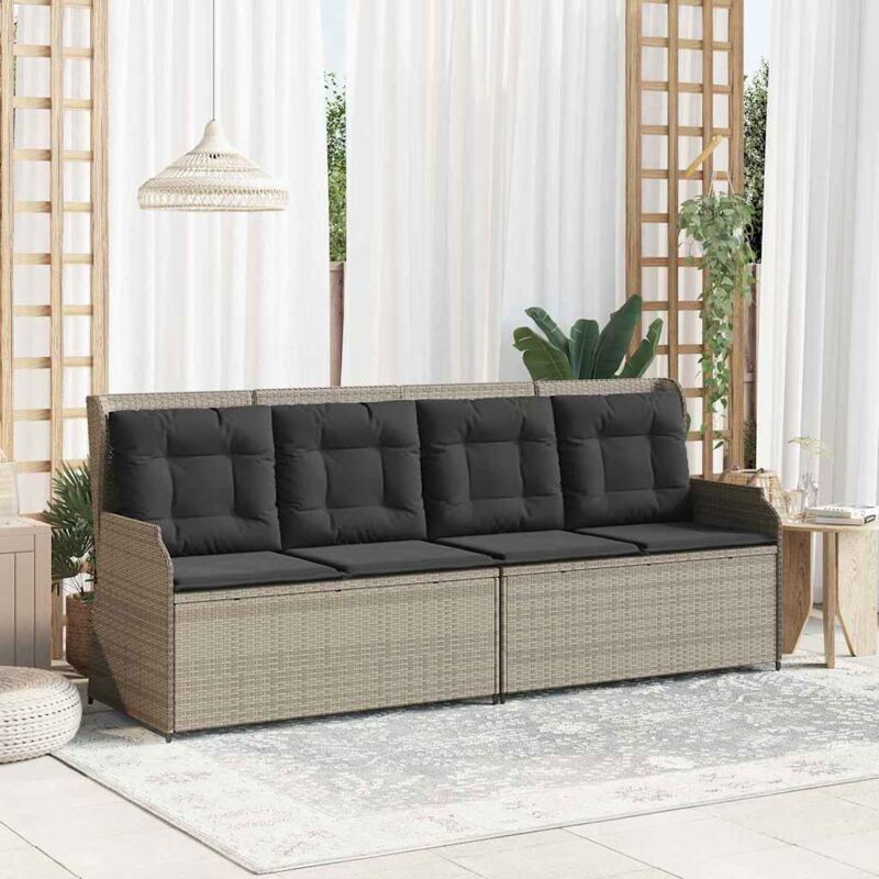 vidaXL Banc de jardin avec coussin Gris clair Poly rotin
