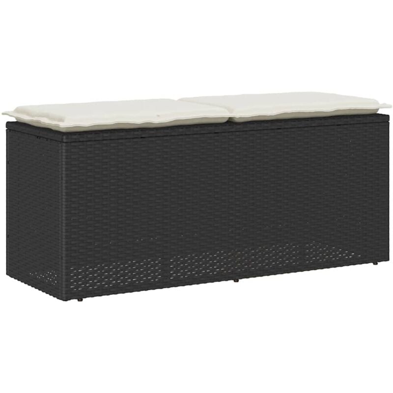 Vidaxl - Banc de jardin avec coussin noir 110x40x44 cm résine tressée