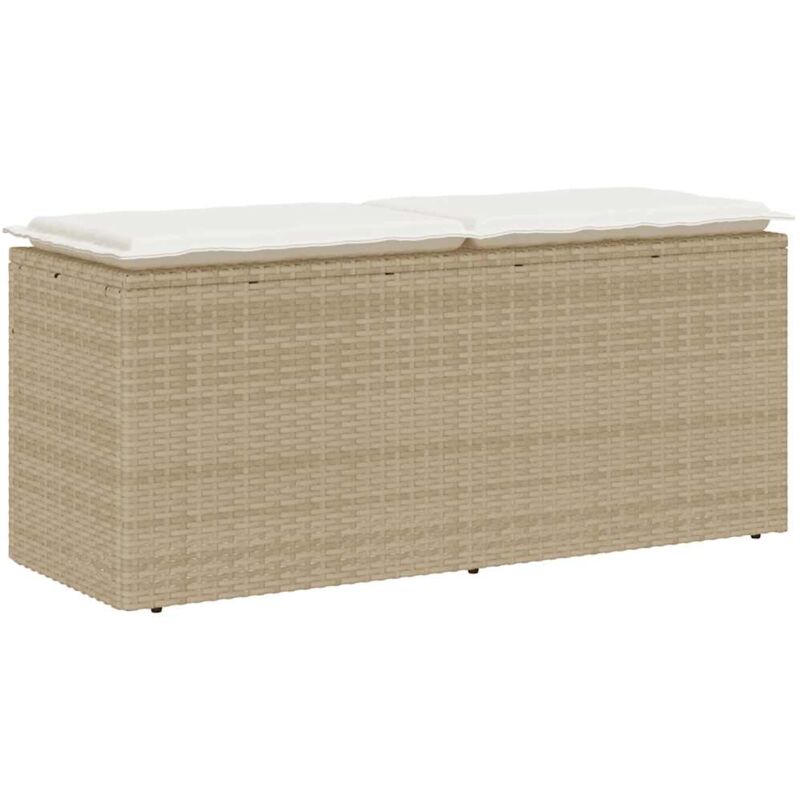 vidaXL Banc de jardin avec coussin beige 110x40x44 cm résine tressée