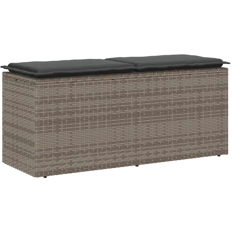 Vidaxl - Banc de jardin avec coussin gris 110x40x44 cm résine tressée
