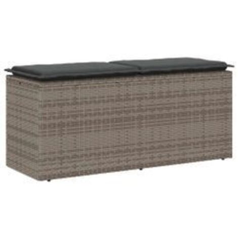 Banc de jardin avec coussin gris 110x40x44 résine tressée