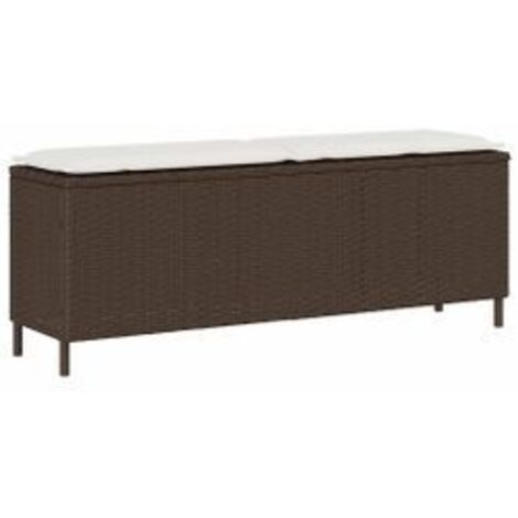 Banc de jardin avec coussin marron 110x30x40,5 résine tressée