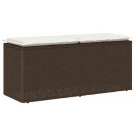 Banc de jardin avec coussin marron 110x40x44 résine tressée