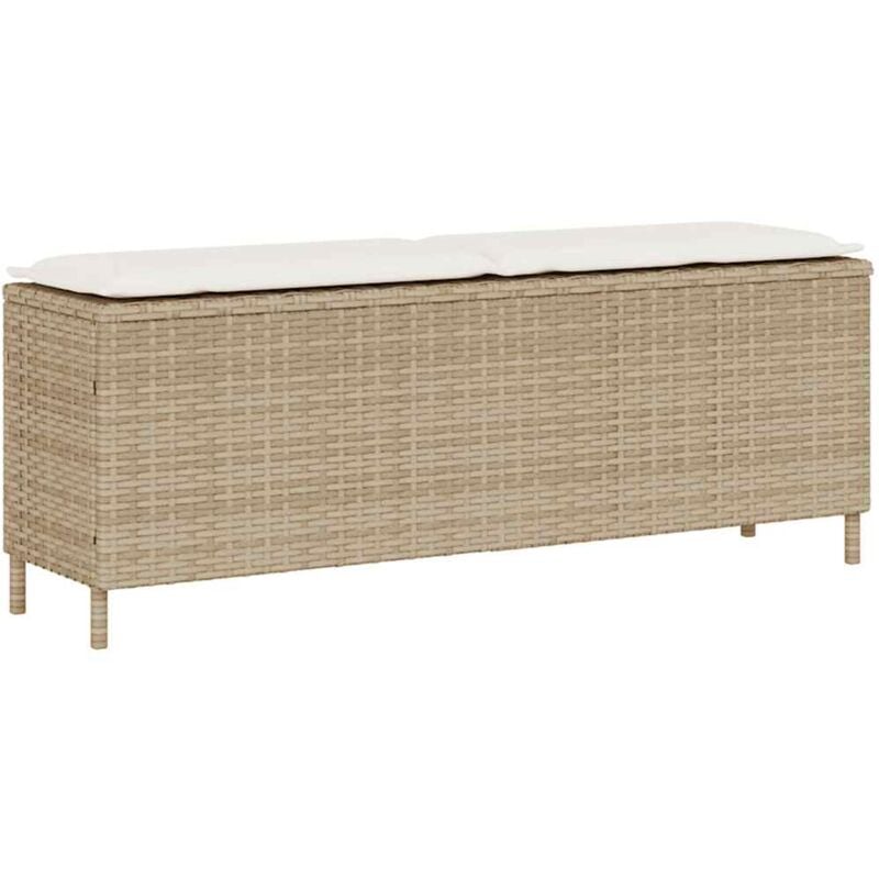 vidaXL Banc de jardin avec coussin beige 110x30x40,5 cm résine tressée