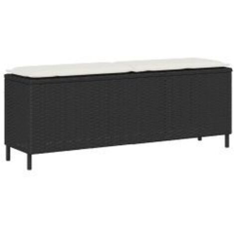 Banc de jardin avec coussin noir 110x30x40,5 résine tressée