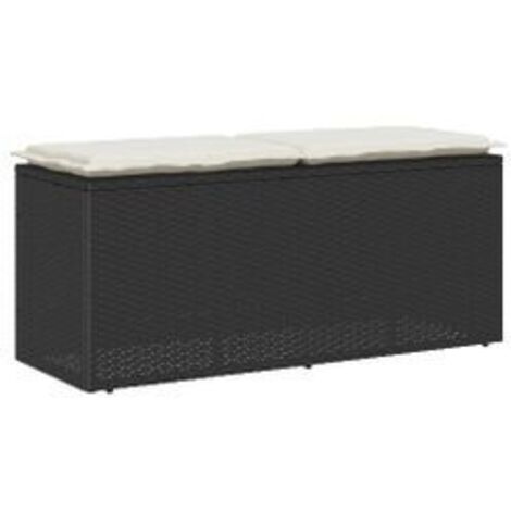 Banc de jardin avec coussin noir 110x40x44 résine tressée