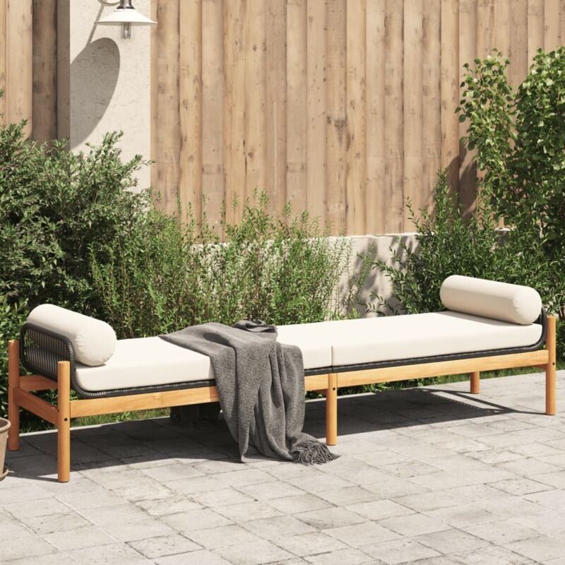 Vidaxl - Banc de jardin avec coussin noir résine tressée acacia
