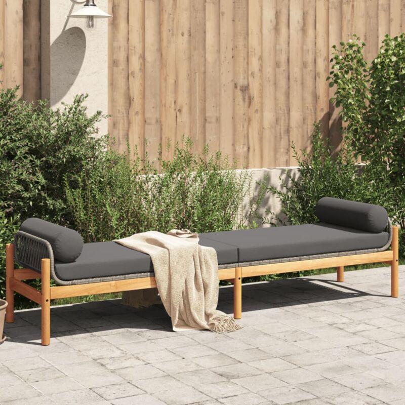 Vidaxl - Banc de jardin avec coussin gris résine tressée acacia