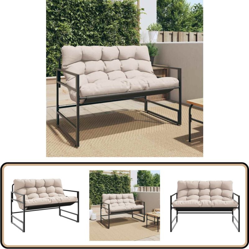 Banc de jardin avec coussin taupe 113 cm acier - Banc De Jardin - Fauteuil Extérieur - Mobilier De Jardin - Chaise Extérieure - Meubles De Terrasse