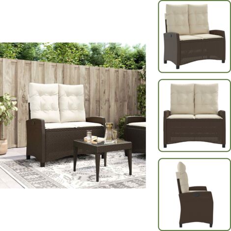 Banc de jardin avec coussin - vidaXL Banc inclinable de jardin avec coussins marron résine tressée - Banc de jardin avec dossier réglable